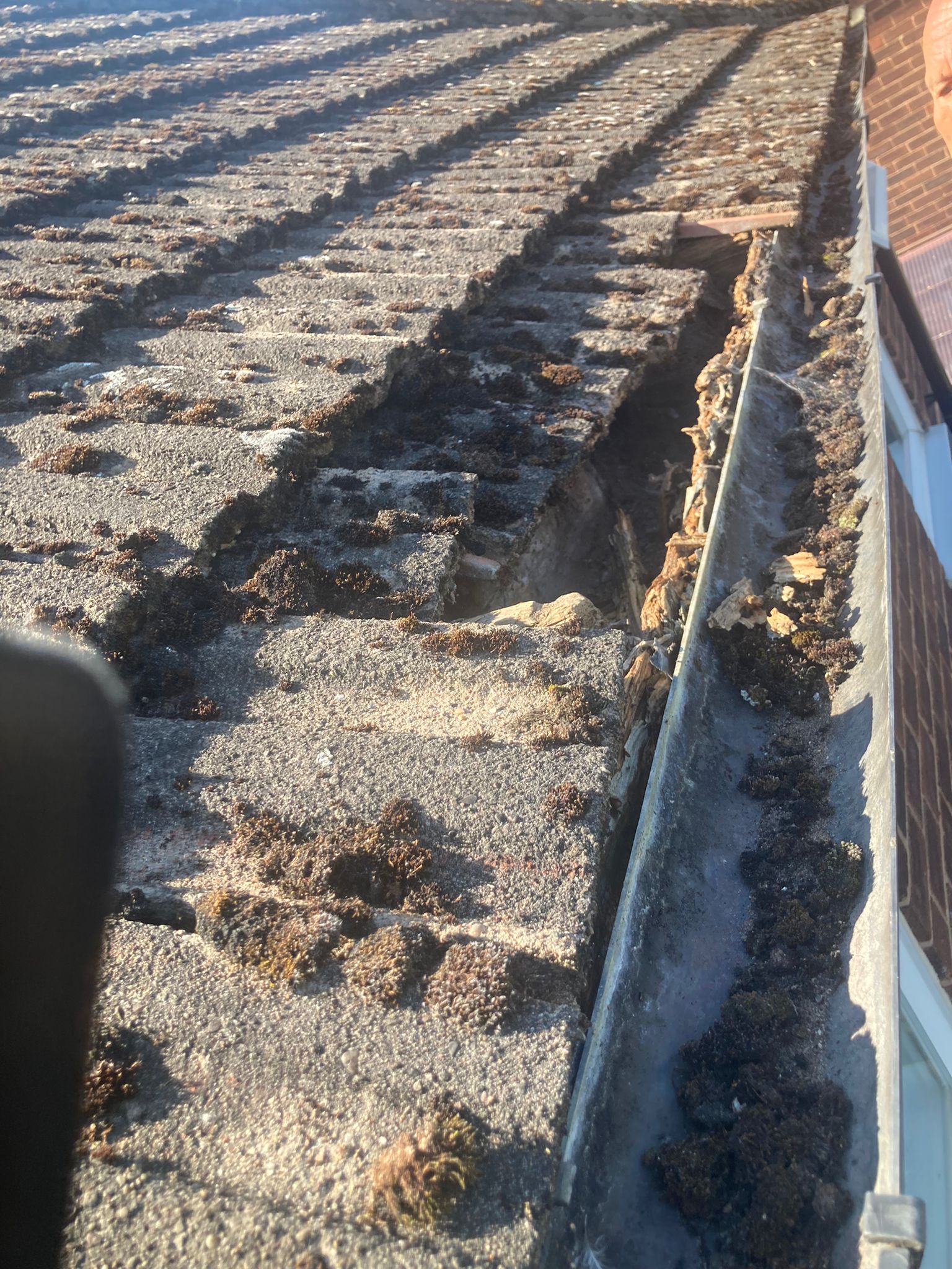 Broken roof tiles
