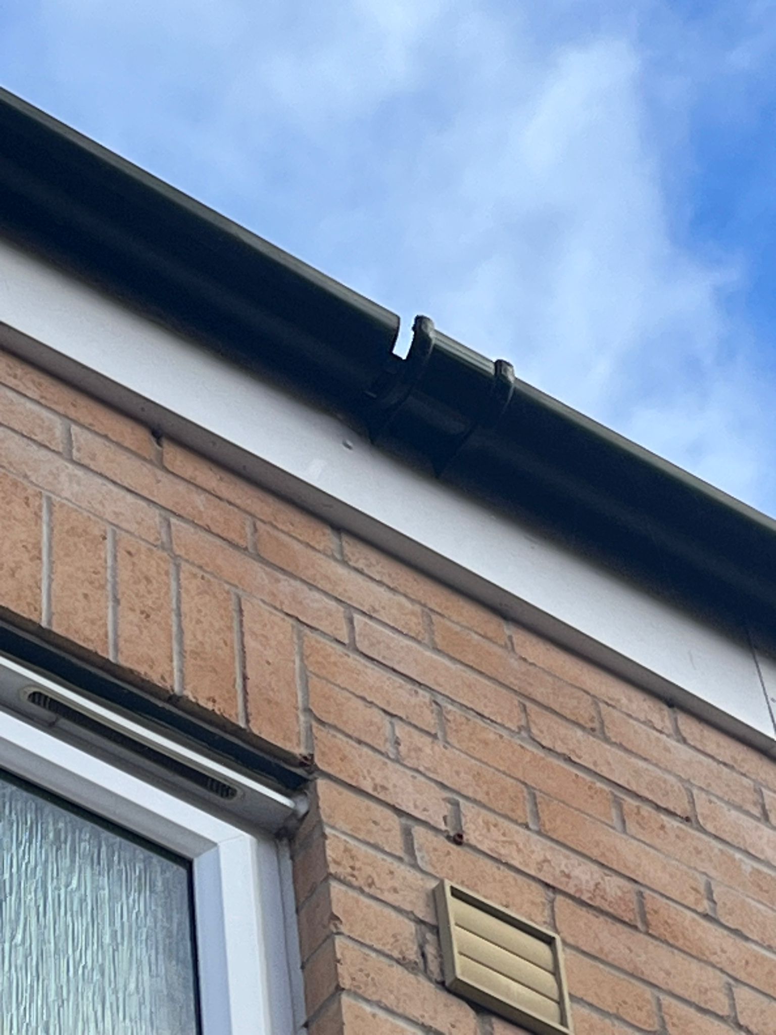 Broken gutter in need of repair